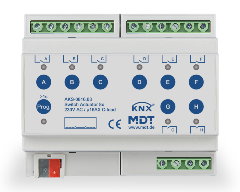 Актуатор коммутации KNX, 8 × 16 А