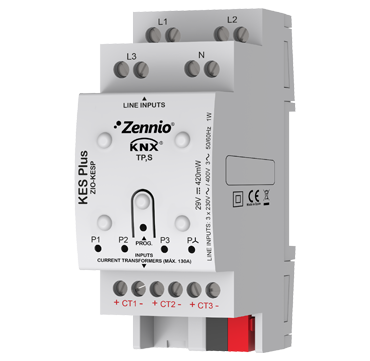 Zennio ZIO-KESP KES Plus/Счетчик электроэнергии KNX KES Plus для 1 и 3 фазных электроустановок арт. ZIO-KESP