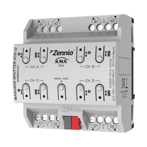 Zennio ZIOMBSH4V3 MAXinBOX SHUTTER 4CH v3. Привод жалюзи с 4 каналами KNX Secure